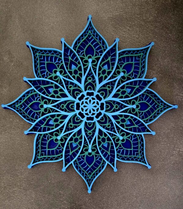 QUADRO MANDALA FIORE BLU AZZURRO