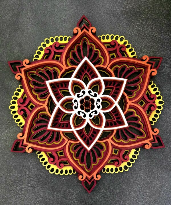 QUADRO MANDALA ROSSO GIALLO BIANCO