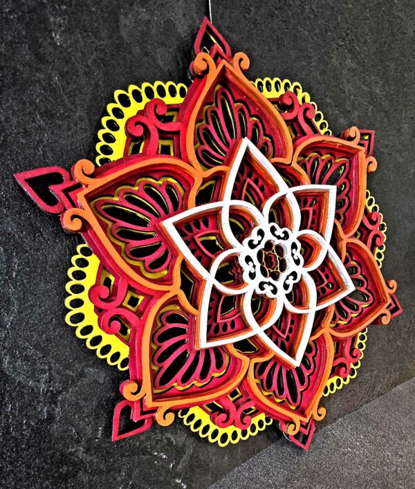 QUADRO MANDALA ROSSO GIALLO BIANCO - immagine 3