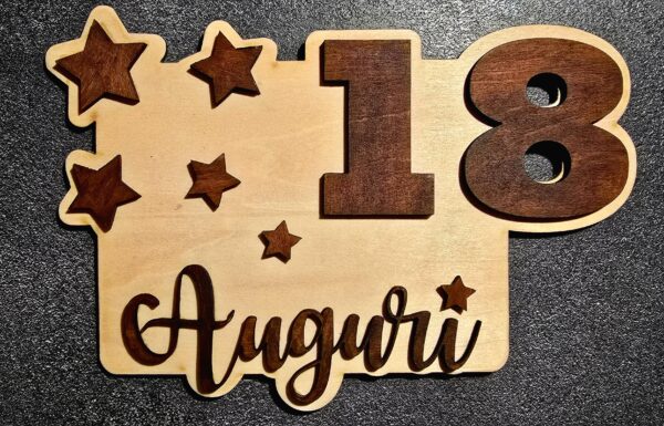 Biglietto di Auguri di Compleanno in legno personalizzato per età  - immagine 4