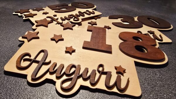 Biglietto di Auguri di Compleanno in legno personalizzato per età  - immagine 2